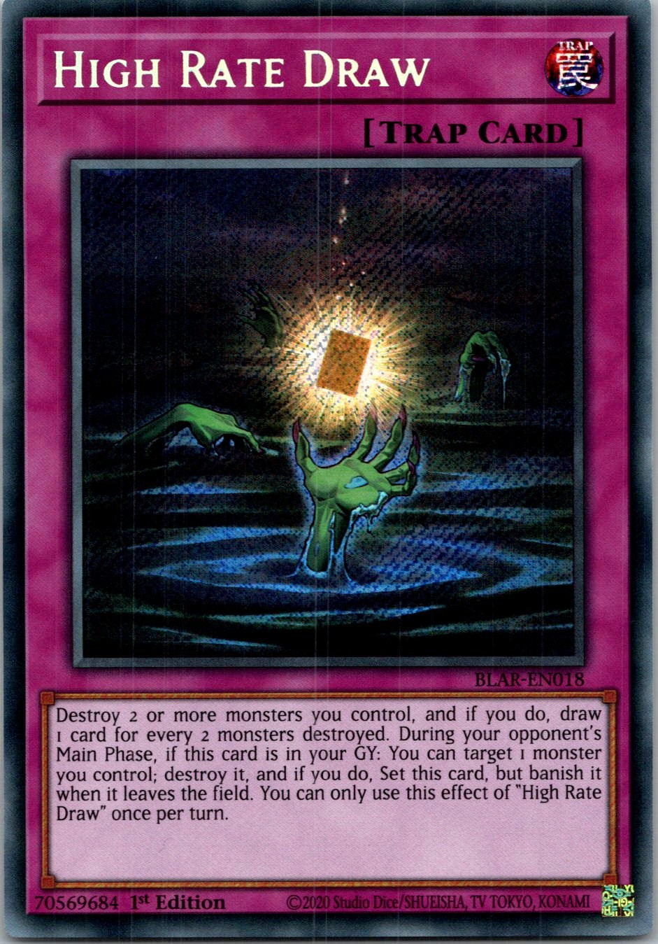 Yugioh High Rate Draw BLAR-EN018 1st Edition Secret Rare NM