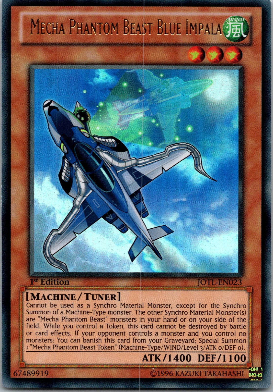 Yugioh Mecha Phantom Beast Blue Impala JOTL-EN023 1st Edition Ultra Rare NM