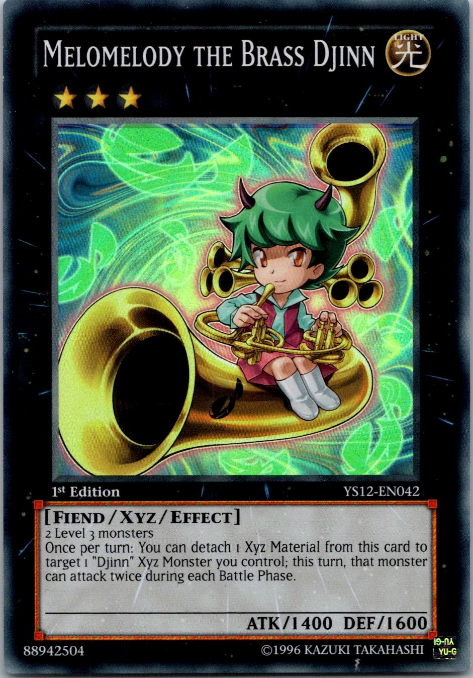 Yugioh Melomelody the Brass Djinn YS12-EN042 1st Edition Super Rare NM