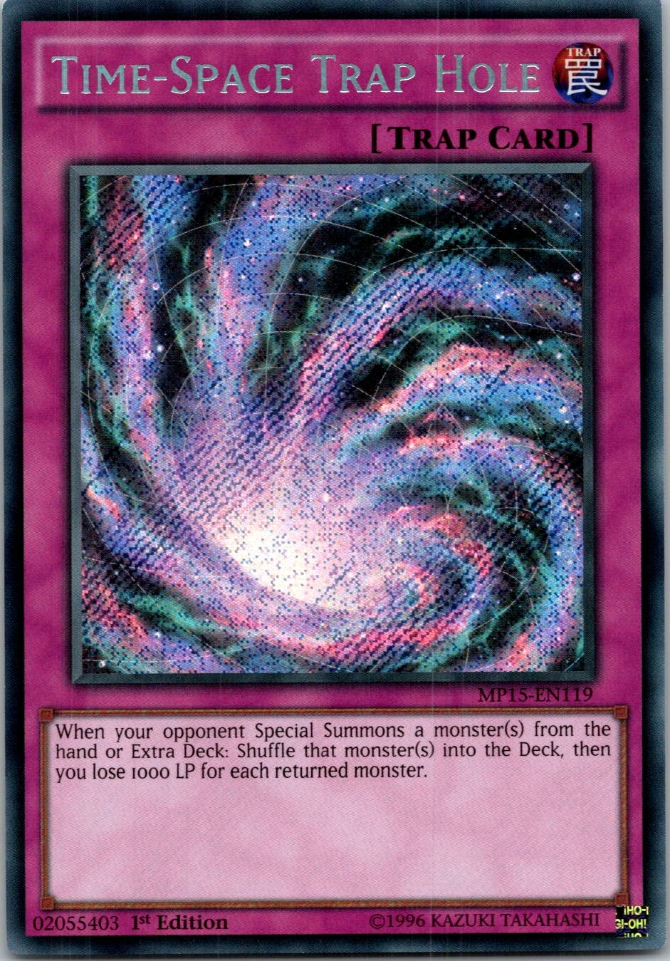 Yugioh Time-Space Trap Hole MP15-EN119 1st Edition Secret Rare NM