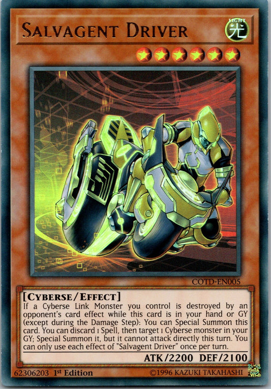 Yugioh Salvagent Driver COTD-EN005 1st Edition Ultra Rare NM