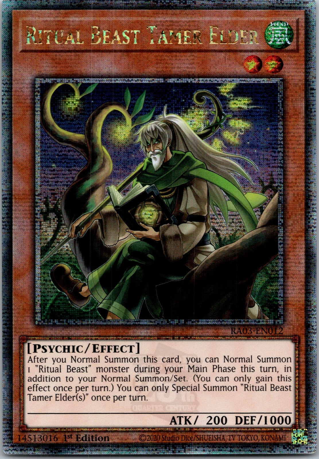 Yugioh Ritual Beast Tamer Elder RA03-EN012 1st Edition Quarter Century Secret NM