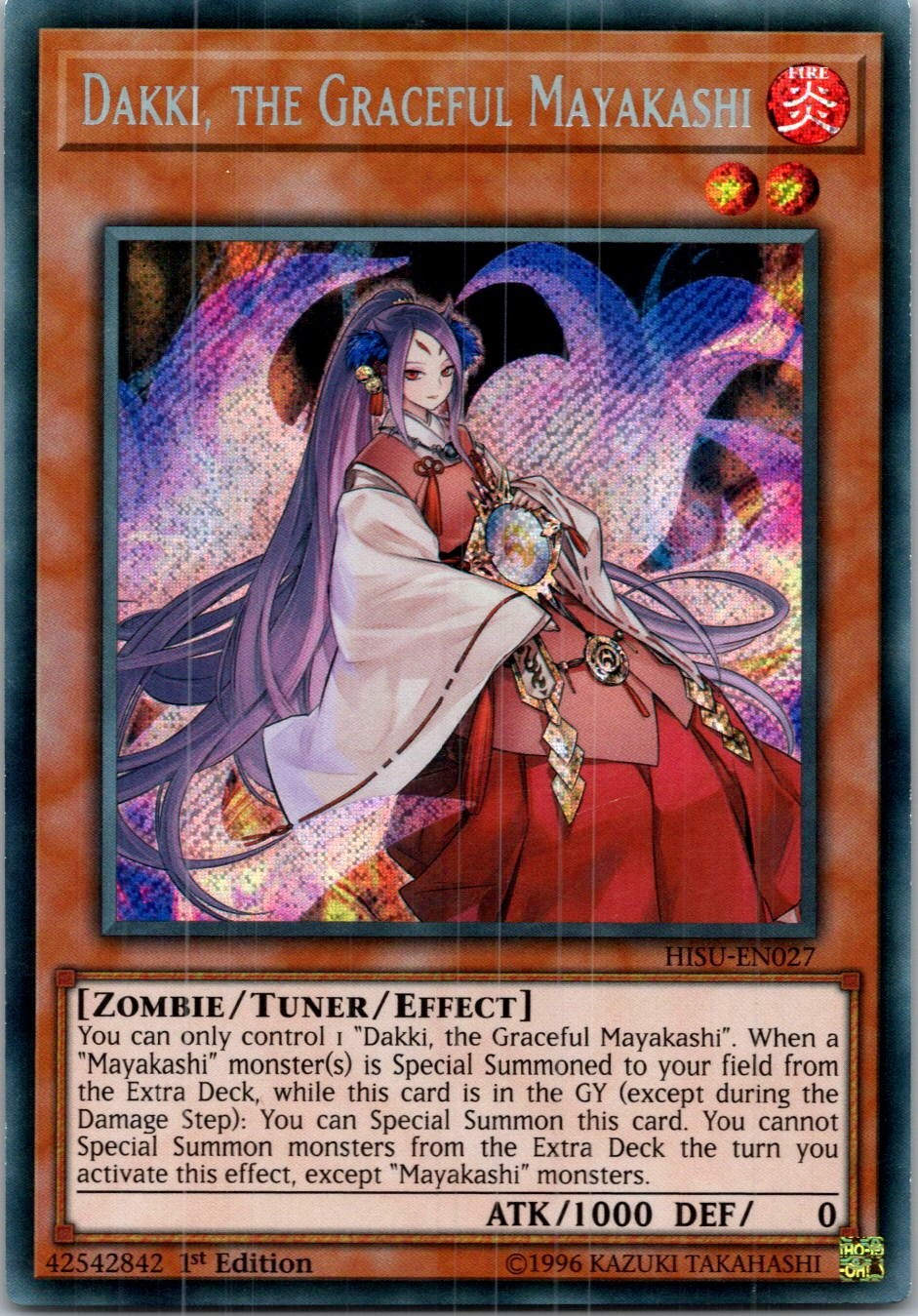 Yugioh Dakki, the Graceful Mayakashi HISU-EN027 1st Edition Secret Rare NM