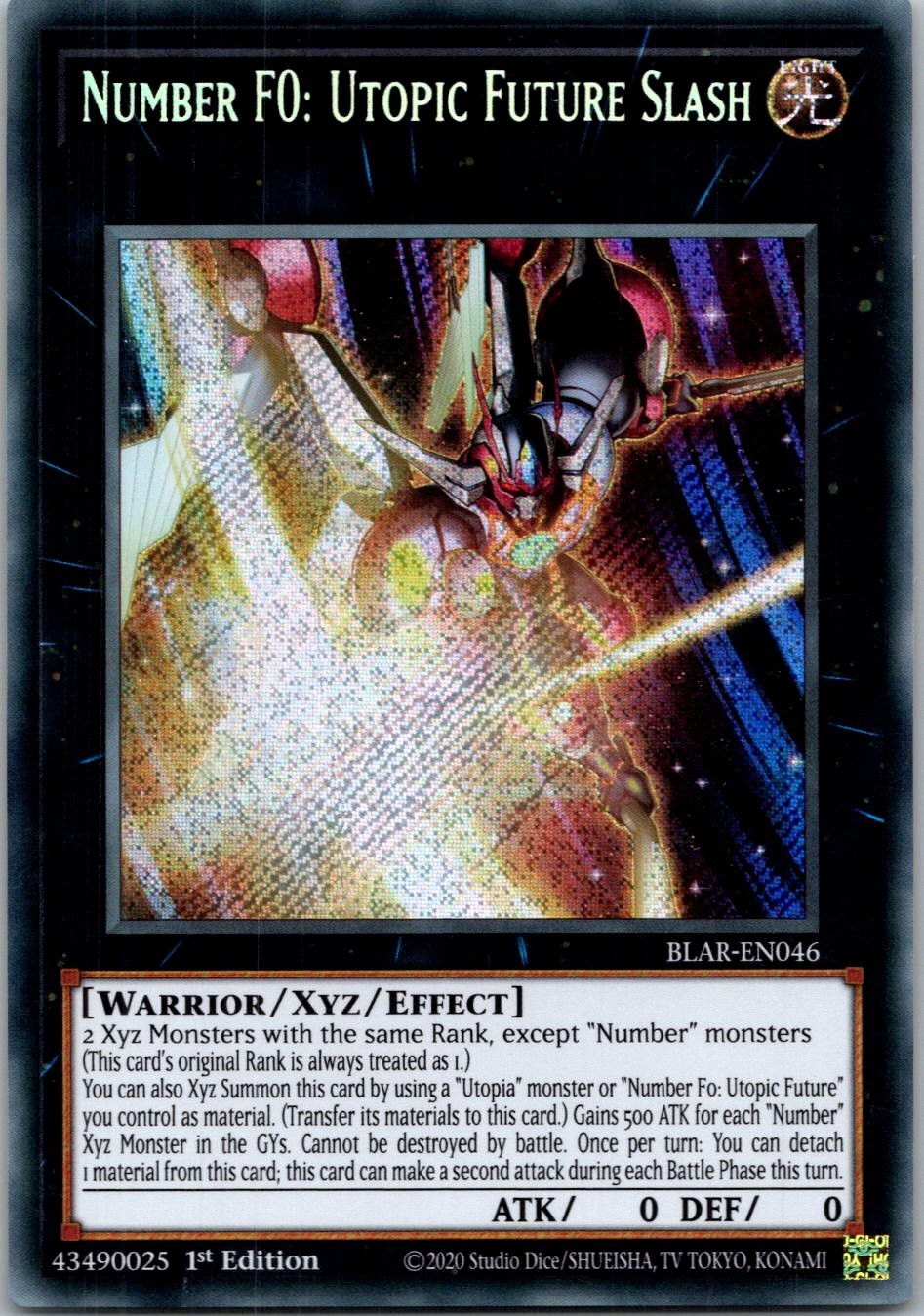 Yugioh Number F0: Utopic Future Slash BLAR-EN046 1st Edition Secret Rare NM