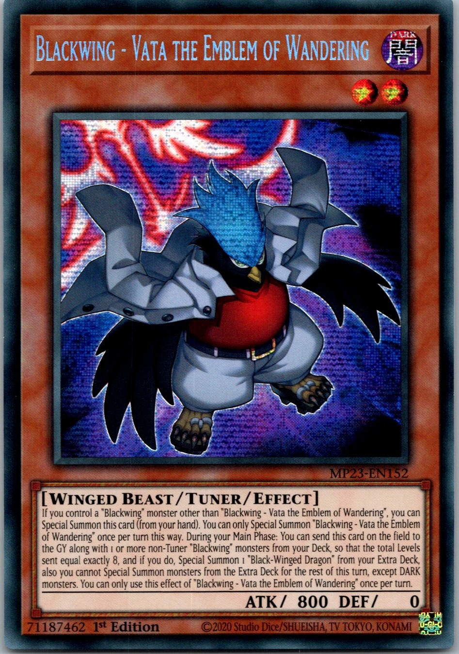 Yugioh Blackwing - Vata the Emblem of Wandering MP23-EN152 1st Edition Secret NM