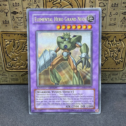 Yugioh Elemental Hero Grand Neos CT04-EN001 Secret Rare Limited Edition LP
