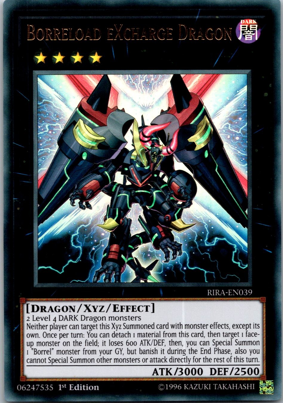 Yugioh Borreload eXcharge Dragon RIRA-EN039 1st Edition Ultra Rare NM