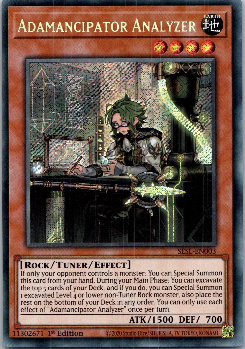 Yugioh Adamancipator Analyzer SESL-EN003 1st Edition Secret Rare NM