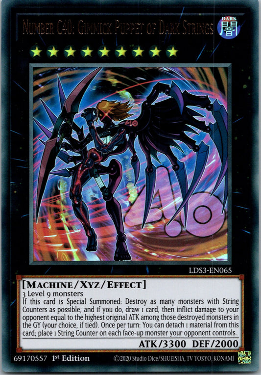 Yugioh Number C40: Gimmick Puppet of Dark Strings LDS3-EN065 1st Edition Ultra R