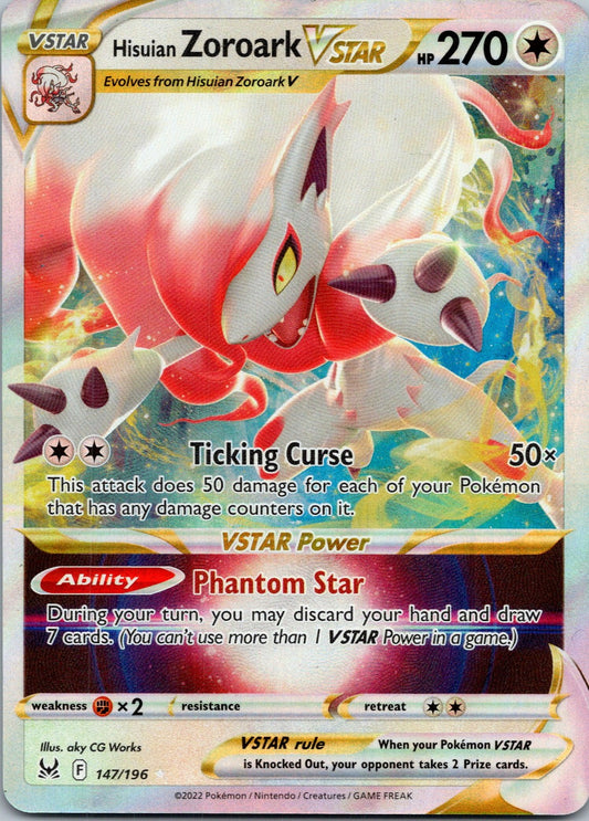 Pokemon Hisuian Zoroark VSTAR 147/196 Ultra Rare NM