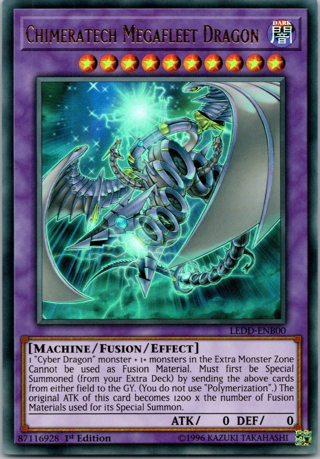Yugioh Chimeratech Megafleet Dragon LEDD-ENB00 1st Edition Ultra Rare NM