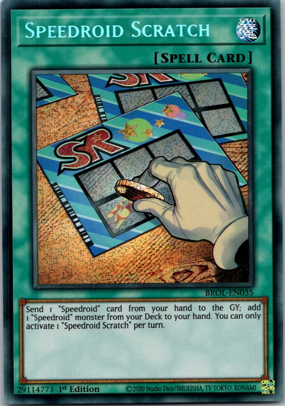 Yugioh Speedroid Scratch BROL-EN035 1st Edition Secret Rare NM