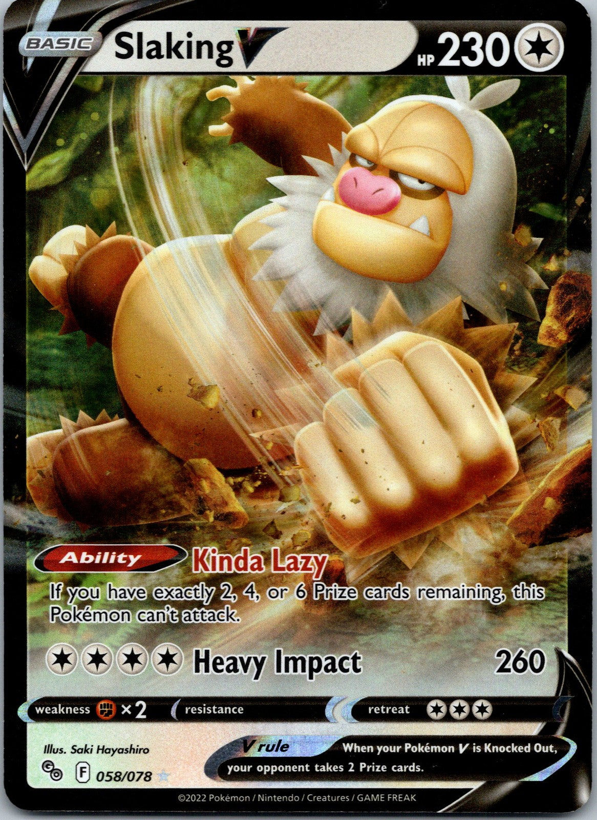 Pokemon Slaking V Ultra Rare Pokemon GO 058/078 NM