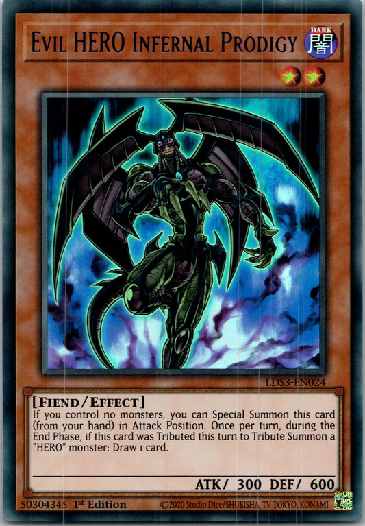 Yugioh Evil HERO Infernal Prodigy (Blue) LDS3-EN024 1st Edition Ultra Rare NM