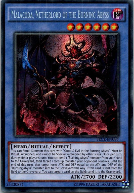 Yugioh Malacoda, Netherlord of the Burning Abyss SECE-EN085 Secret Rare NM