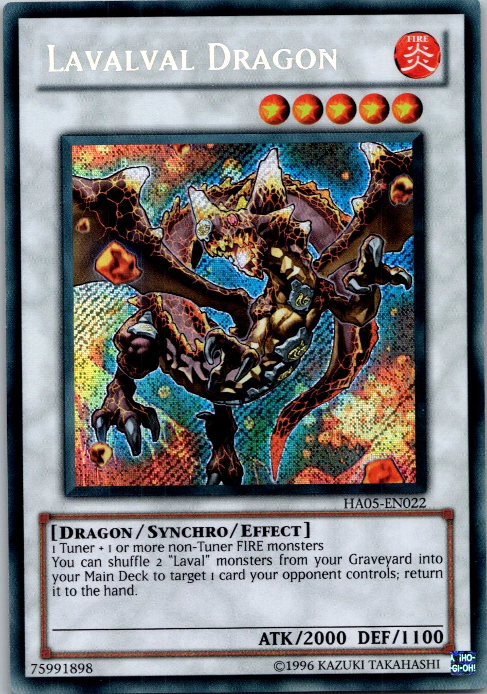 Yugioh Lavalval Dragon HA05-EN022 Secret Rare NM