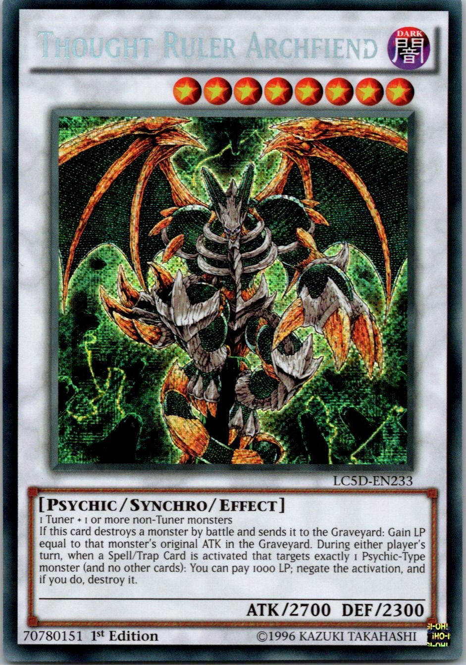 Yugioh Thought Ruler Archfiend LC5D-EN233 1st Edition Secret Rare NM