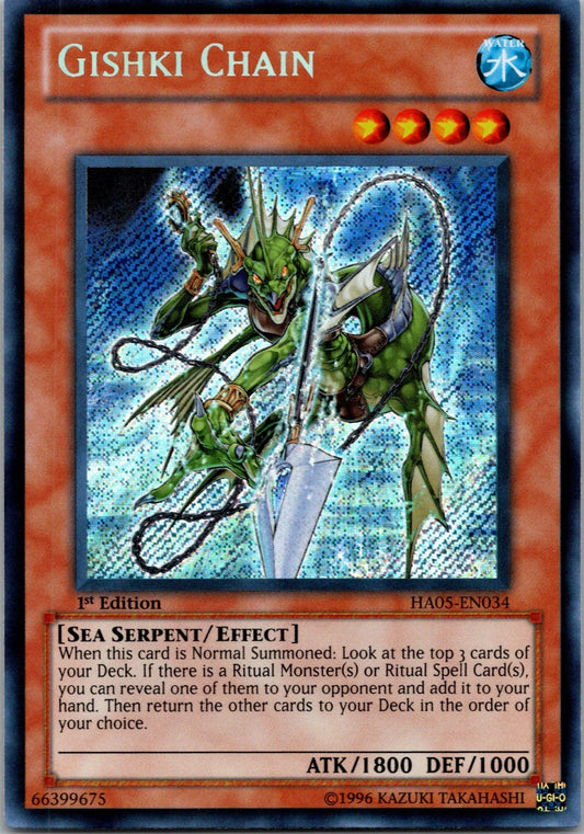 Yugioh Gishki Chain HA05-EN034 1st Edition Secret Rare NM
