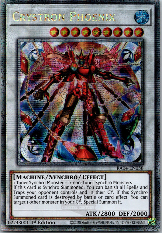 Yugioh Crystron Phoenix RA04-EN058 1st Edition Quarter Century Secret Rare NM