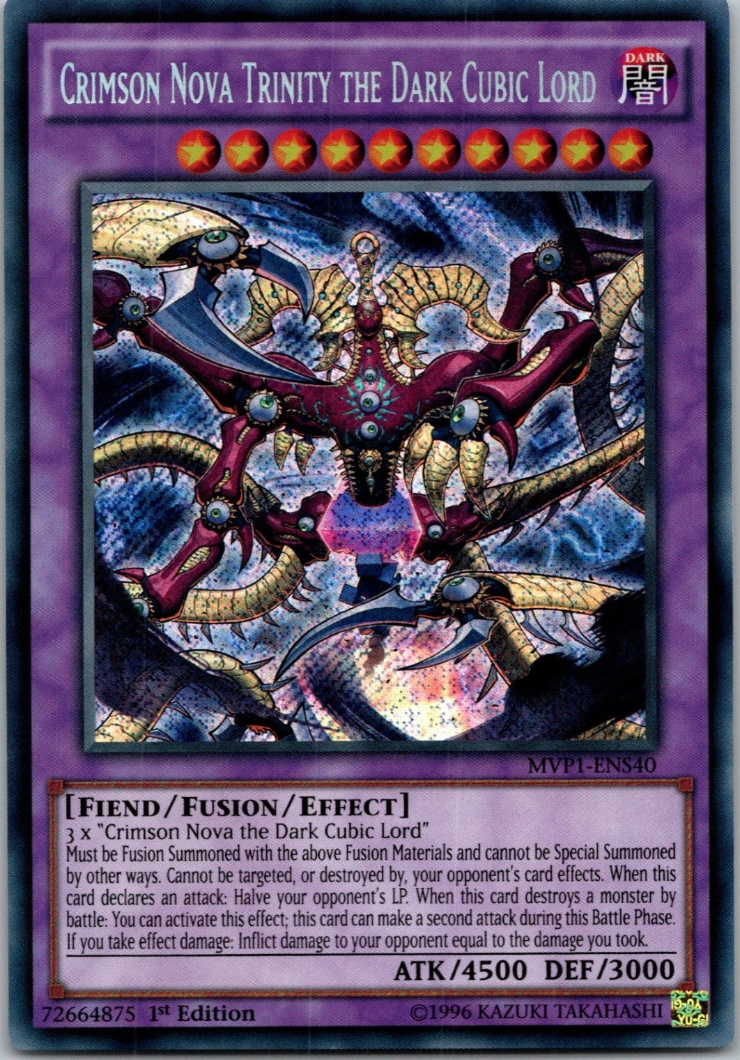 Yugioh Crimson Nova Trinity the Dark Cubic Lord MVP1-ENS40 1st Edition Secret Ra