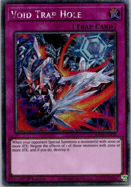 Yugioh Void Trap Hole RA04-EN190 1st Edition Platinum Secret Rare NM