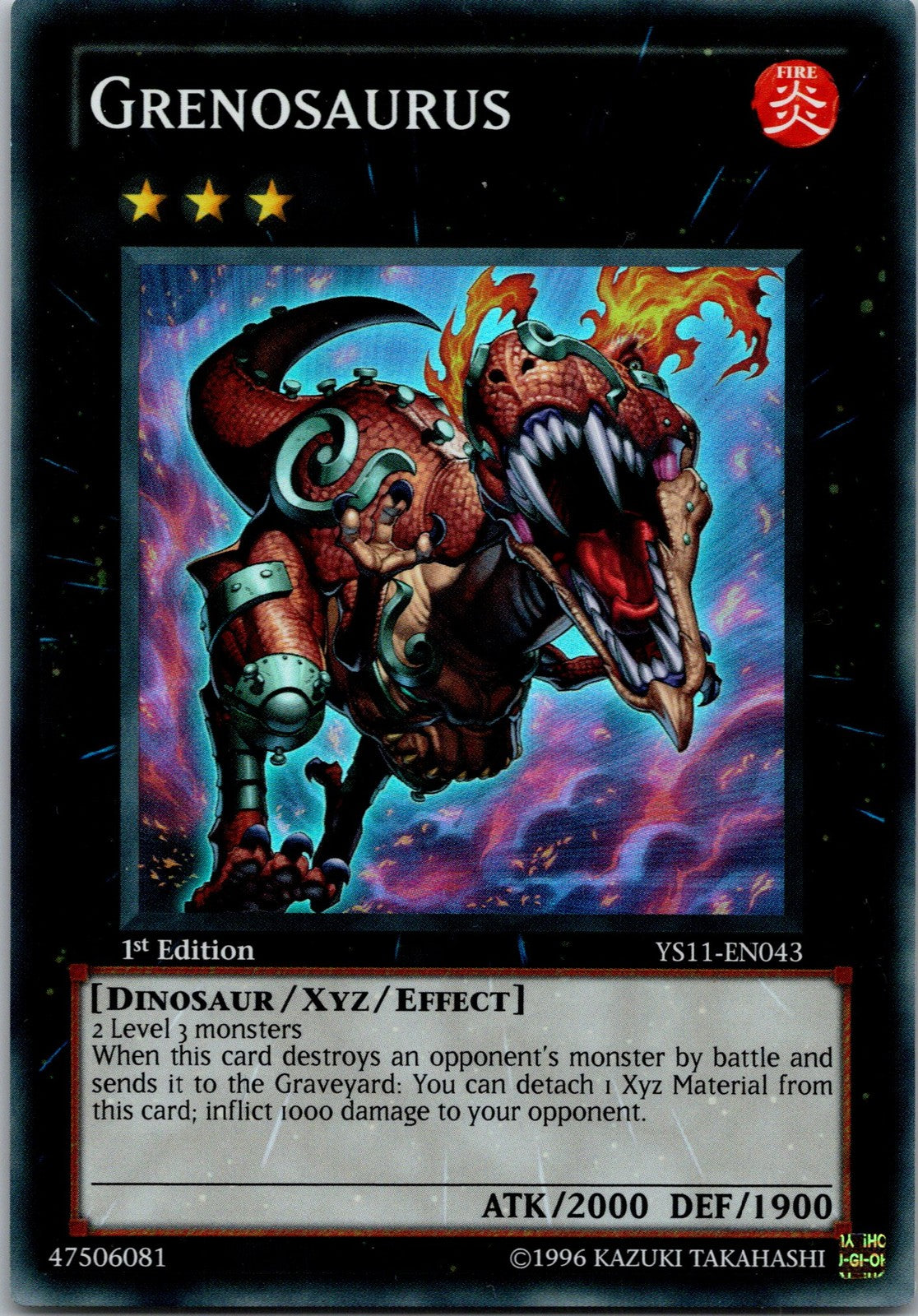 Yugioh Grenosaurus YS11-EN043 1st Edition Super Rare NM