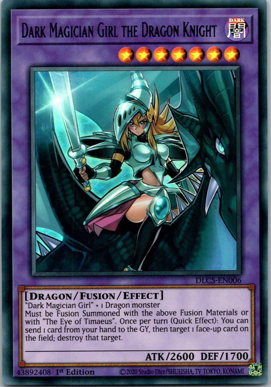 Yugioh Dark Magician Girl the Dragon Knight (Purple) DLCS-EN006 1st Ed Ultra NM