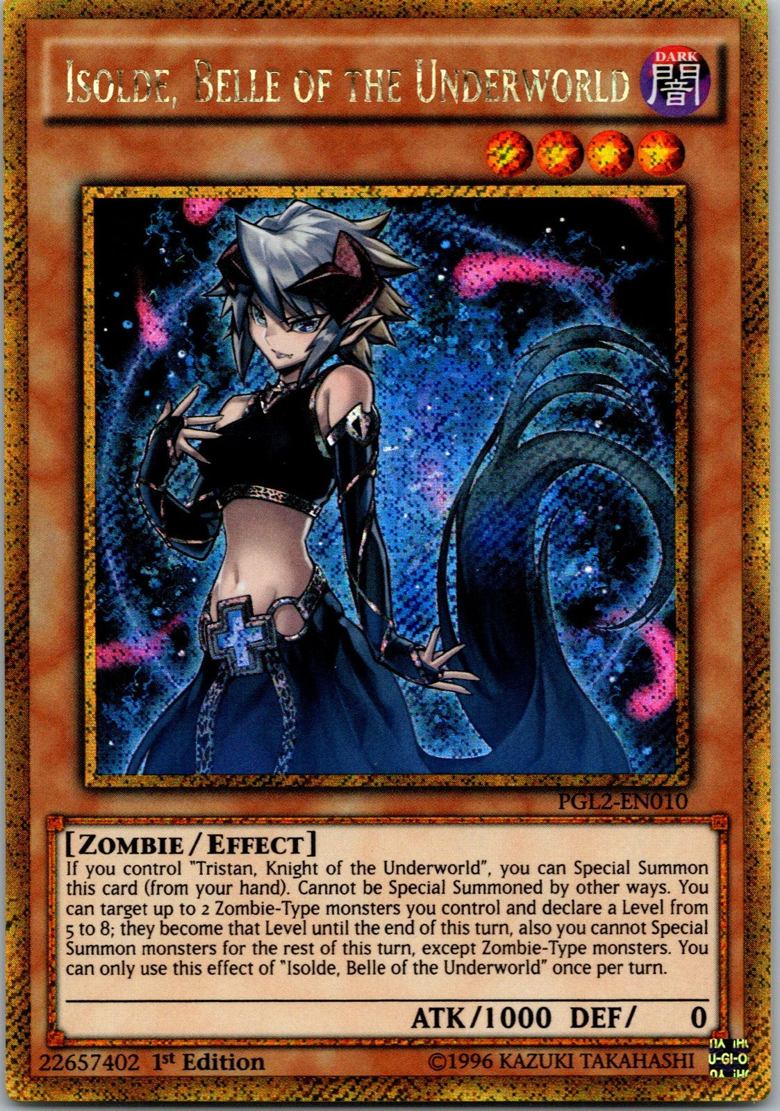 Yugioh Isolde, Belle of the Underworld PGL2-EN010 1st Ed Gold Secret Rare NM