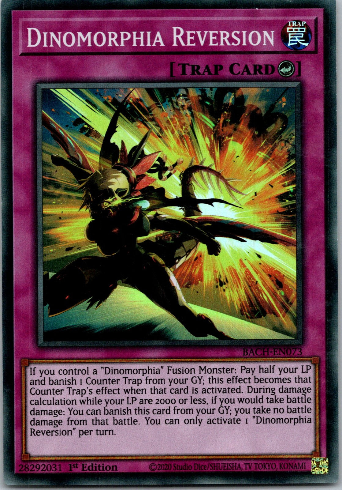 Yugioh Dinomorphia Reversion BACH-EN073 1st Edition Super Rare NM