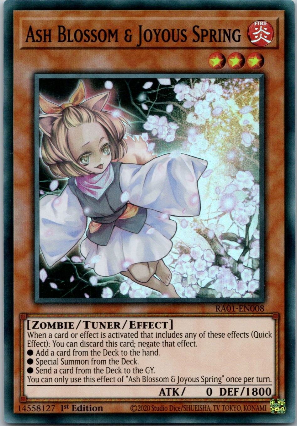 Yugioh Ash Blossom & Joyous Spring RA01-EN008 1st Edition Super Rare NM