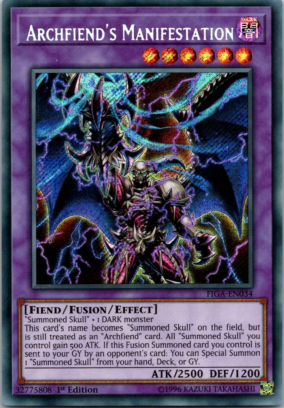 Yugioh Archfiend's Manifestation FIGA-EN034 1st Edition Secret Rare NM