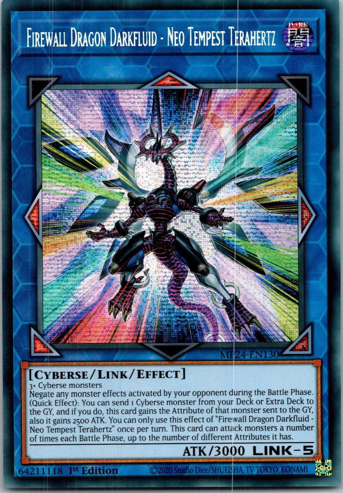 Yugioh Firewall Dragon Darkfluid - Neo Tempest Terahertz MP24-EN130 1stEd Secret