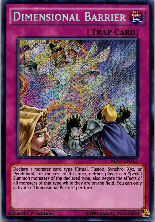 Yugioh Dimensional Barrier MP17-EN163 1st Edition Secret Rare NM