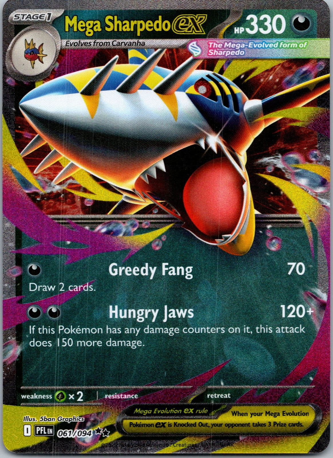 Pokemon Mega Sharpedo ex 061/094 Double Rare NM