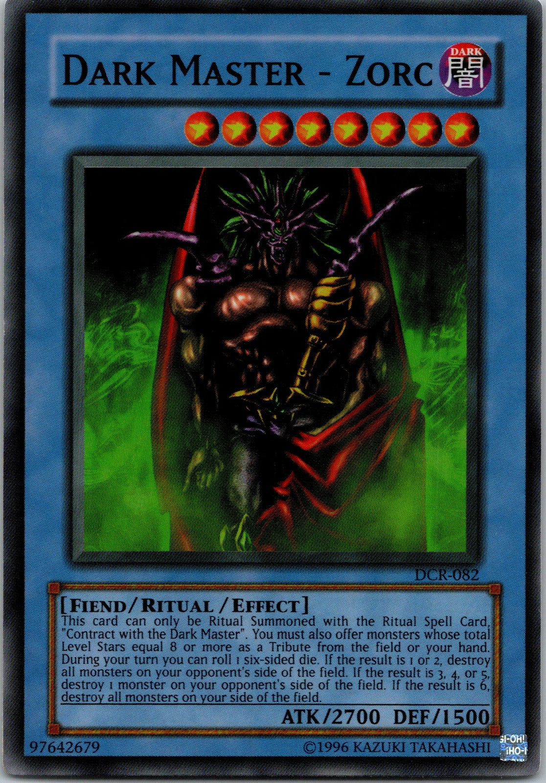 Yugioh Dark Master - Zorc DCR-082 OG Print Super Rare NM