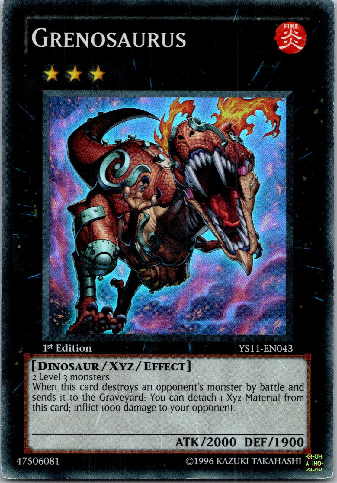 Yugioh Grenosaurus YS11-EN043 1st Edition Super Rare NM