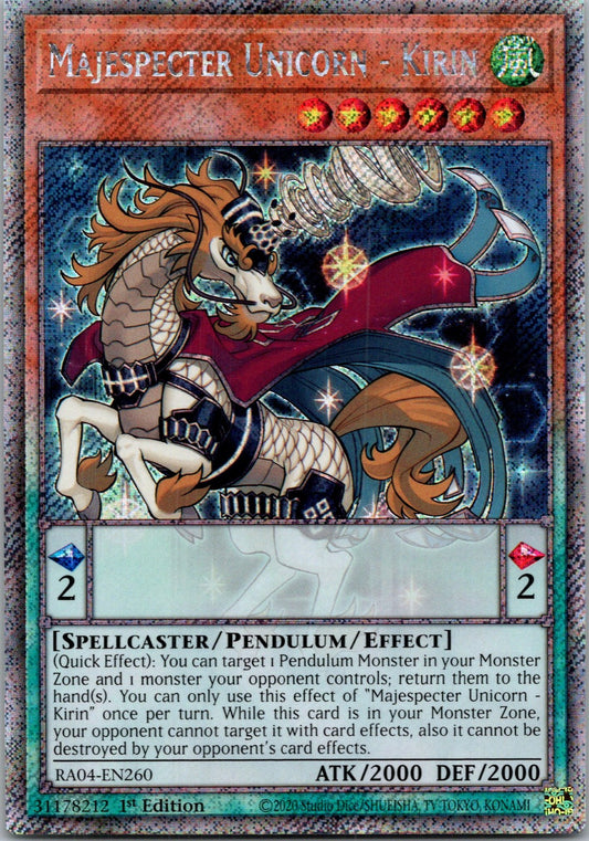 Yugioh Majespecter Unicorn - Kirin RA04-EN260 1st Edition Platinum Secret NM