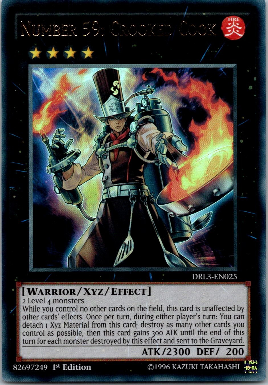 Yugioh Number 59: Crooked Cook DRL3-EN025 1st Edition Ultra Rare NM