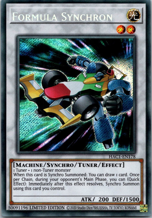Yugioh Formula Synchron HAC1-EN178 Limited Edition Secret Rare NM