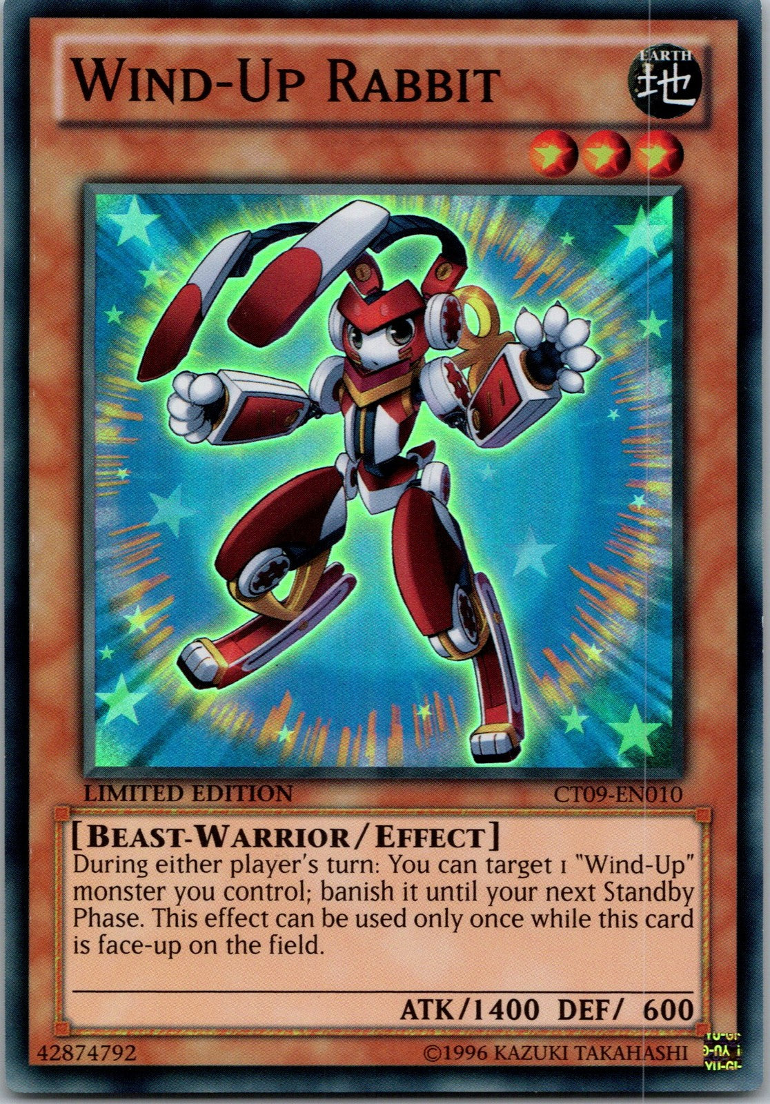 Yugioh Wind-Up Rabbit CT09-EN010 Limited Edition Super Rare NM