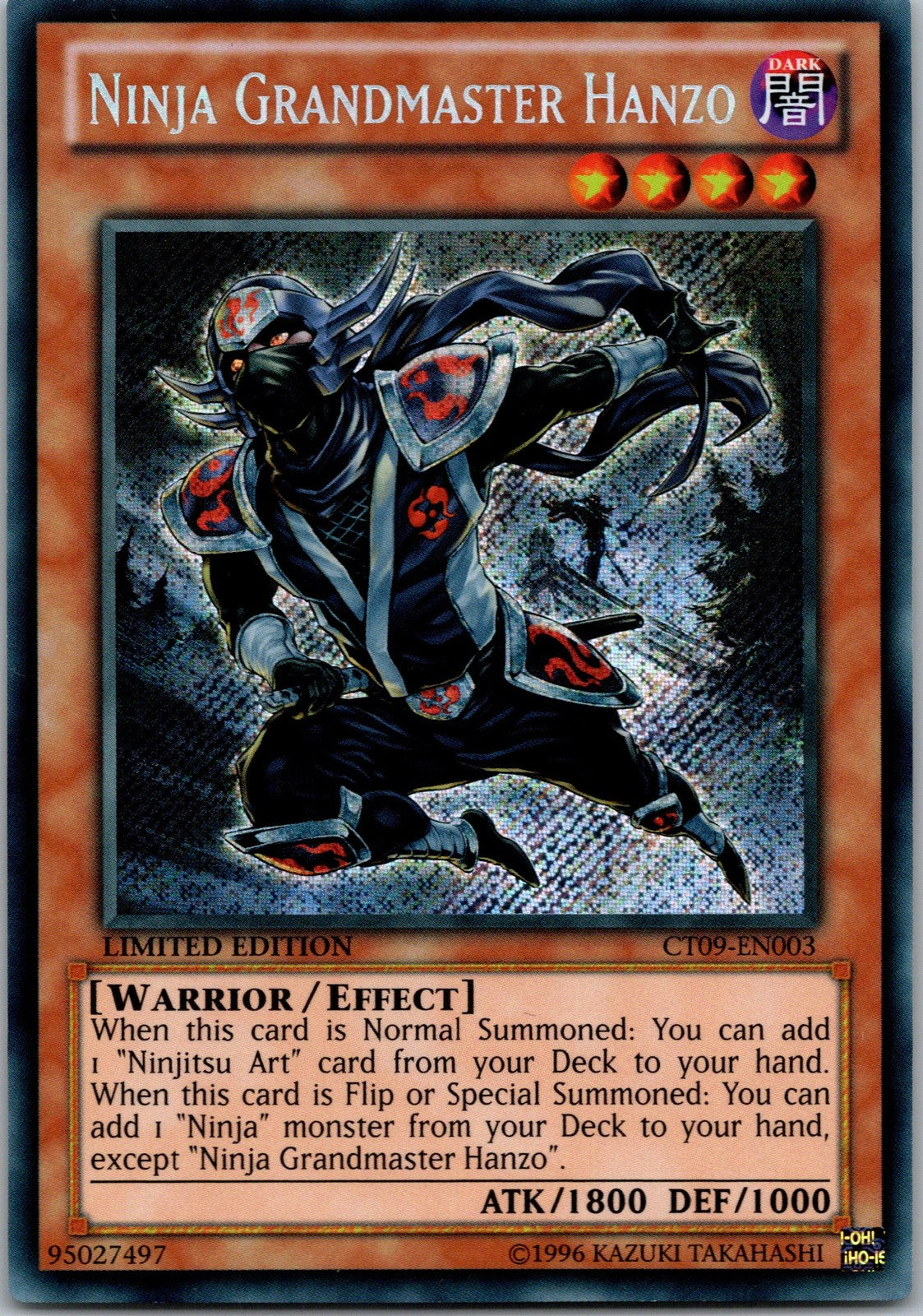 Yugioh Ninja Grandmaster Hanzo CT09-EN003 Limited Edition Secret Rare NM