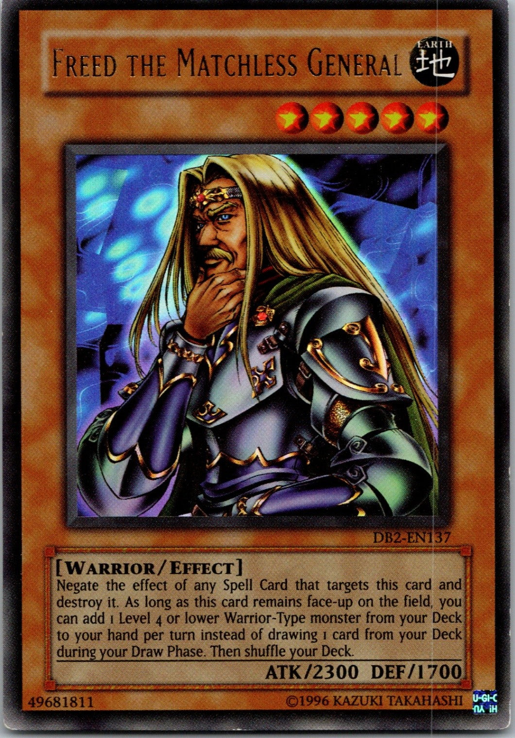 Yugioh Freed the Matchless General DB2-EN137 Ultra Rare NM