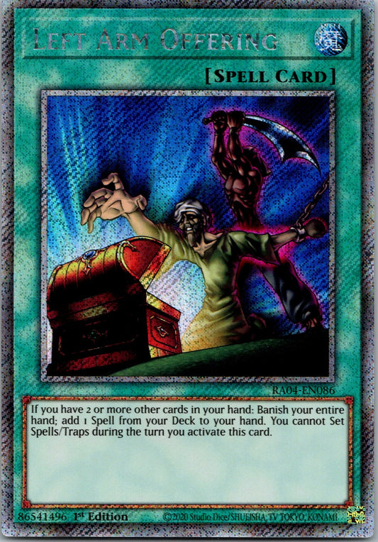 Yugioh Left Arm Offering RA04-EN086 1st Edition Platinum Secret Rare NM