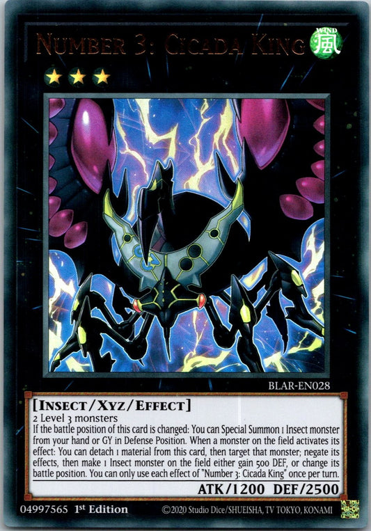 Yugioh Number 3: Cicada King BLAR-EN028 1st Edition Ultra Rare NM