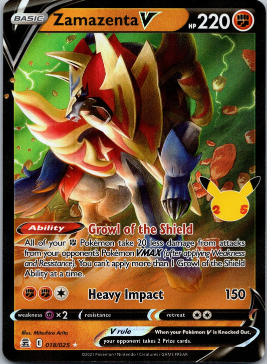 Pokemon Zamazenta V Ultra Rare Celebrations 018/025 NM