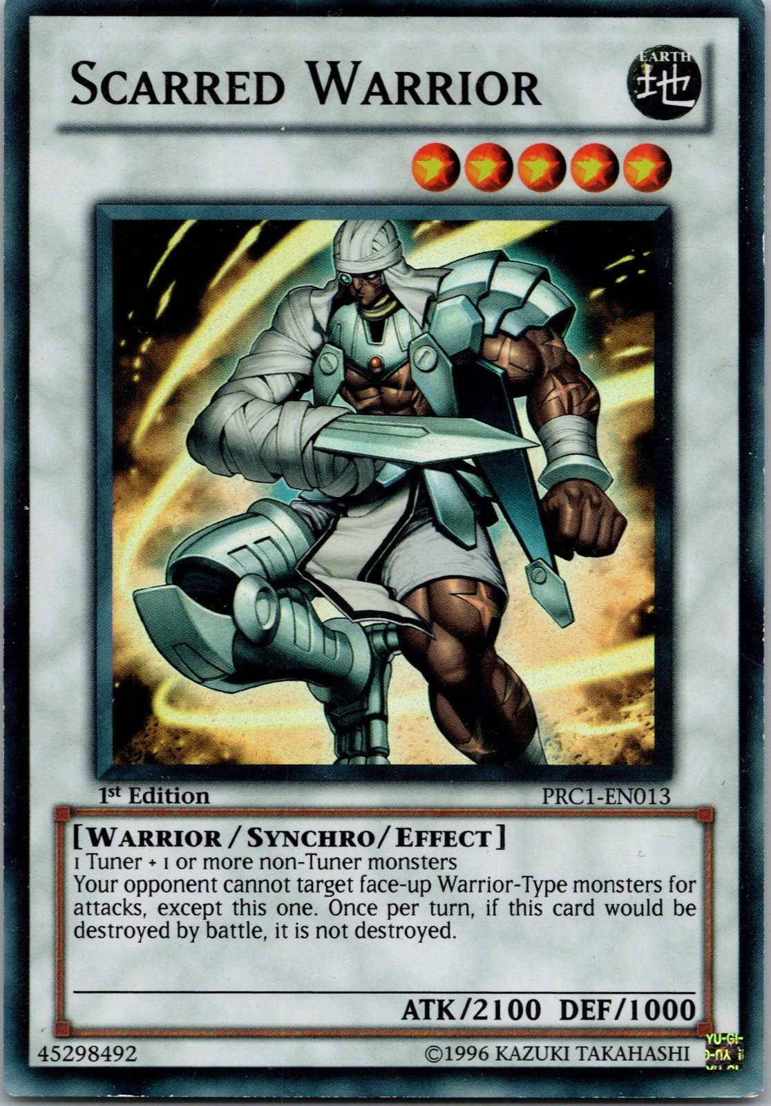 Yugioh Scarred Warrior PRC1-EN013 1st Edition Super Rare NM