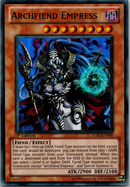 Yugioh Archfiend Empress STBL-EN000 1st Edition Super Rare NM