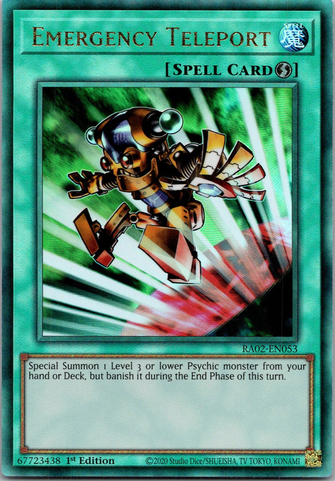 Yugioh Emergency Teleport RA02-EN053 1st Edition Prismatic Collector's Rare NM
