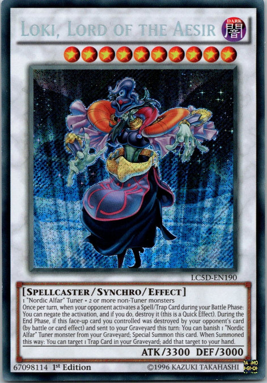 Yugioh Loki, Lord of the Aesir LC5D-EN190 1st Edition Secret Rare NM