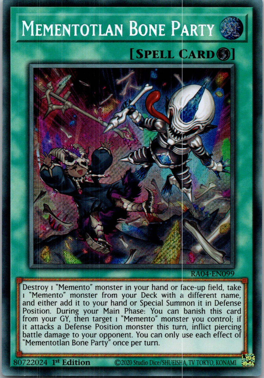 Yugioh Mementotlan Bone Party RA04-EN099 1st Edition Secret Rare NM